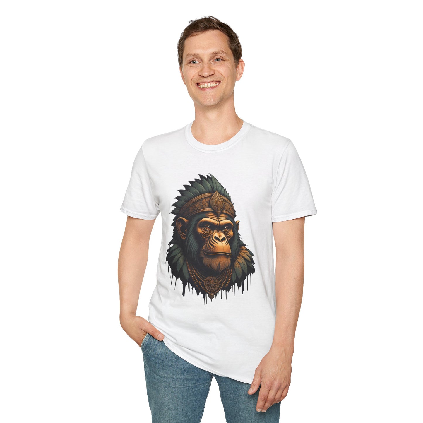 Marching Apes Graphic Unisex Softstyle T-Shirt - Urban Jungle Vibe